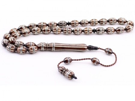 Gümüş İşlemeli Arpa Kesim Mineli Kuka Tesbih - Tesbihane