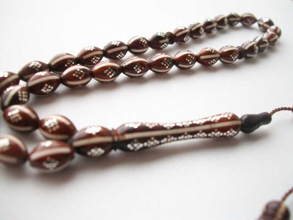 Gümüş İşlemeli Özel Yapım Mineli Kuka Tesbih - 1