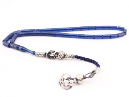 Gümüş Kazaz Püsküllü Sıkma Kehribar Tesbih - Tesbihane