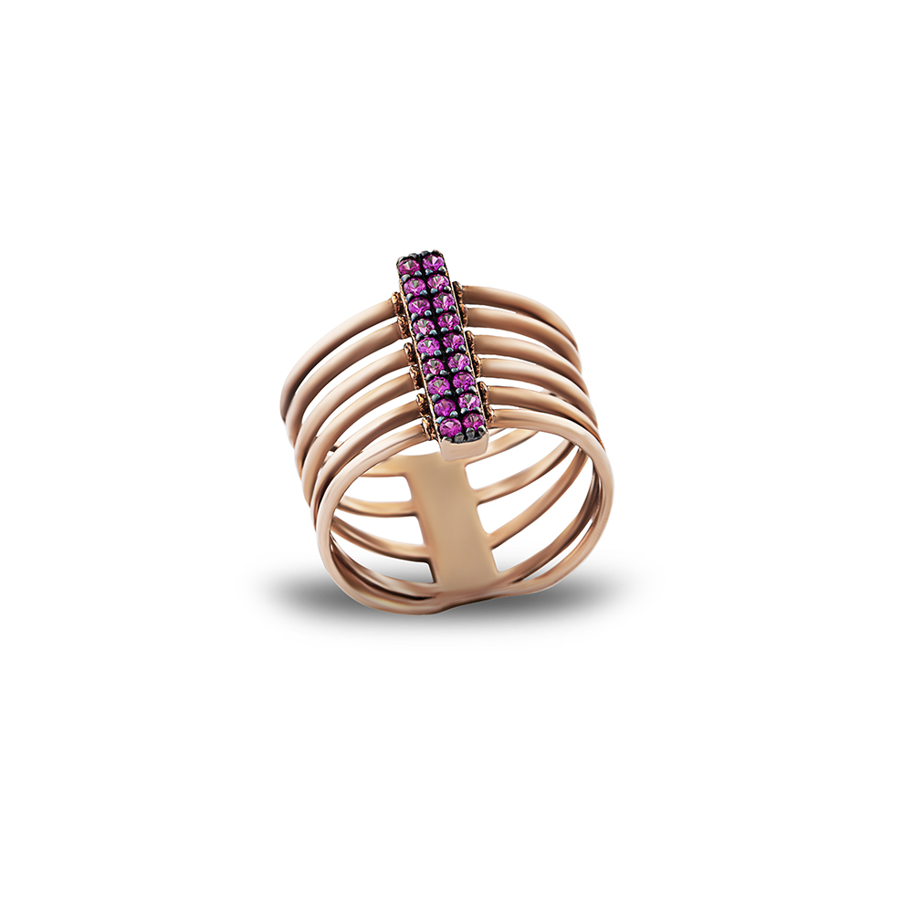 Gümüş Pembe Zirkon Taşlı Eklem Yüzüğü (model 3) - 5