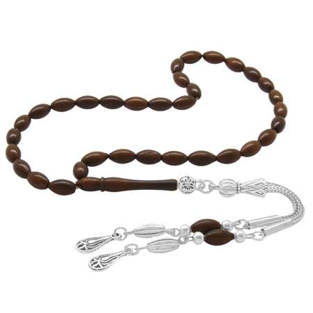 Gümüş Renk Kararmaz Metal Püsküllü Arpa Kesim Kuka Tesbih - Tesbihane