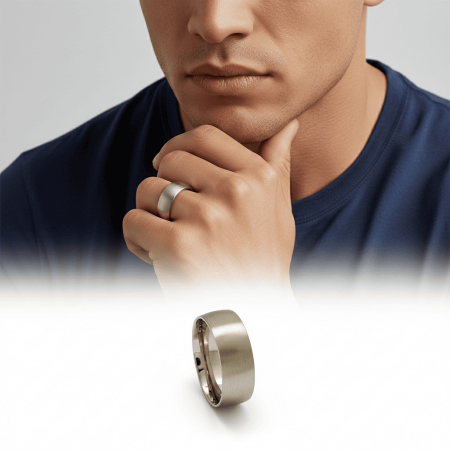 Gümüş Renk Klasik Tasarım 316L Kalite Paslanmaz Çelik Erkek Yüzük Alyans - 21 Ölçü - Tesbihane