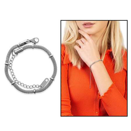 Gümüş Renk Telkari Tasarım Tam Tur Kararmaz Metal Kadın Bileklik - Tesbihane