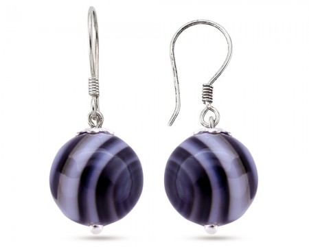 Gümüş Süleyman Akik Doğaltaş Küpe - Tesbihane