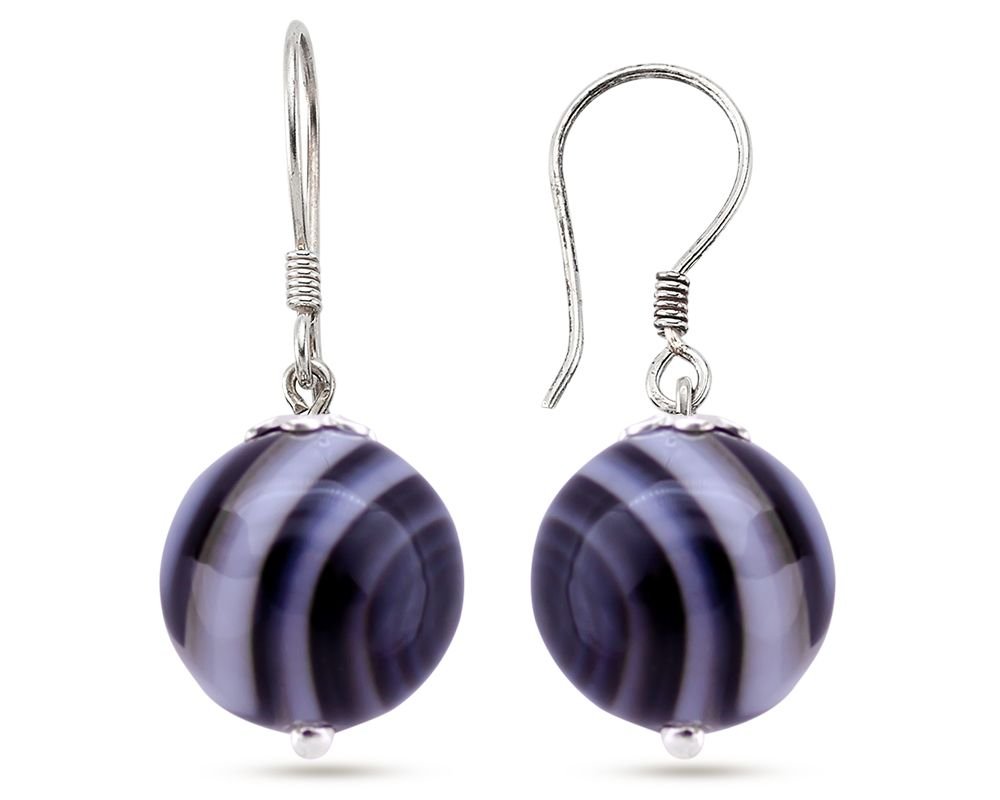 Gümüş Süleyman Akik Doğaltaş Küpe - 1