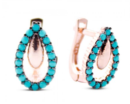 Gümüş Turkuaz Taşlı Damla Küpe - Tesbihane