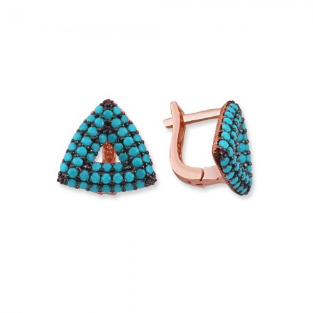 Gümüş Turkuaz Taşlı Küpe - Tesbihane