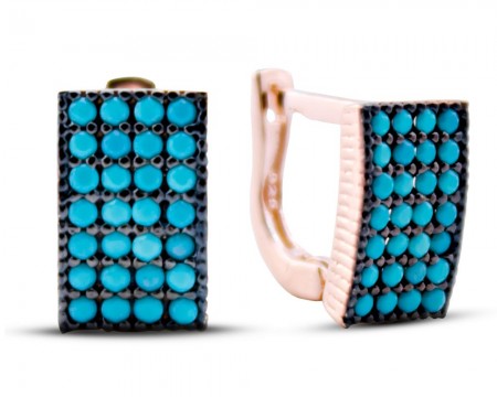 Gümüş Turkuaz Taşlı Küpe - Tesbihane