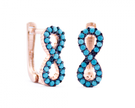 Gümüş Turkuaz Taşlı Sonsuzluk Küpe - Tesbihane