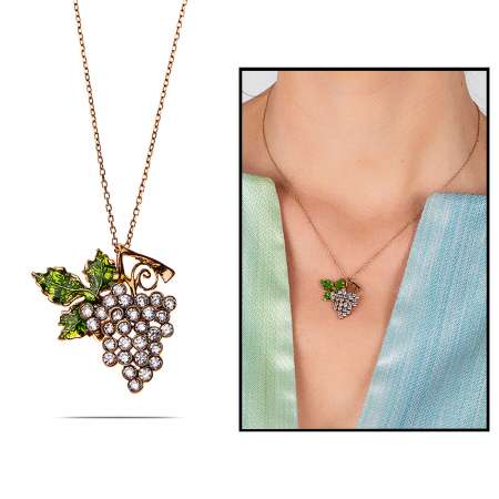 Gümüş Üzüm Salkımı Kolye - Tesbihane