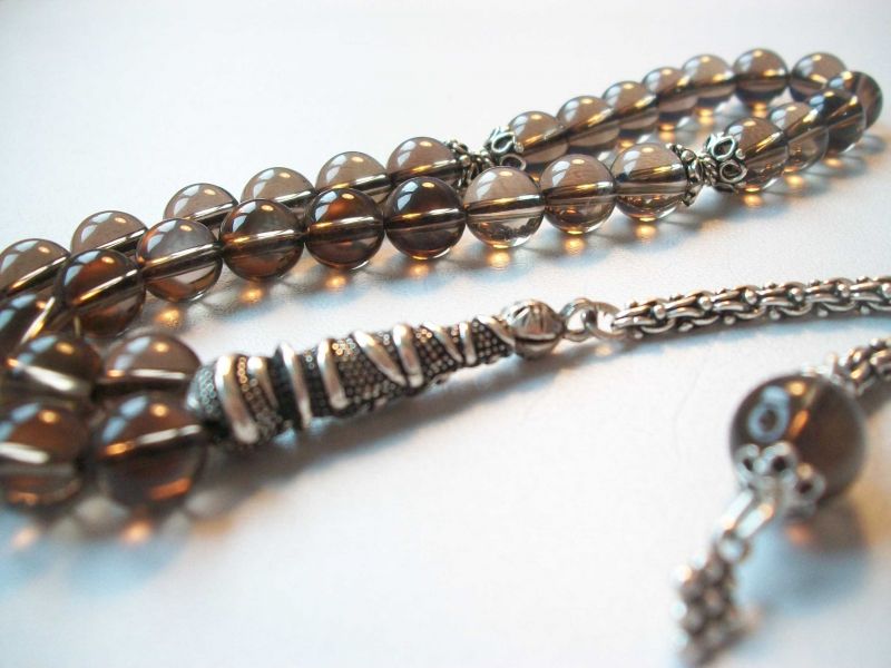 Gümüşlü Dumanlı Kuvars Doğaltaş Tesbih (IB9HD8RS) - 1