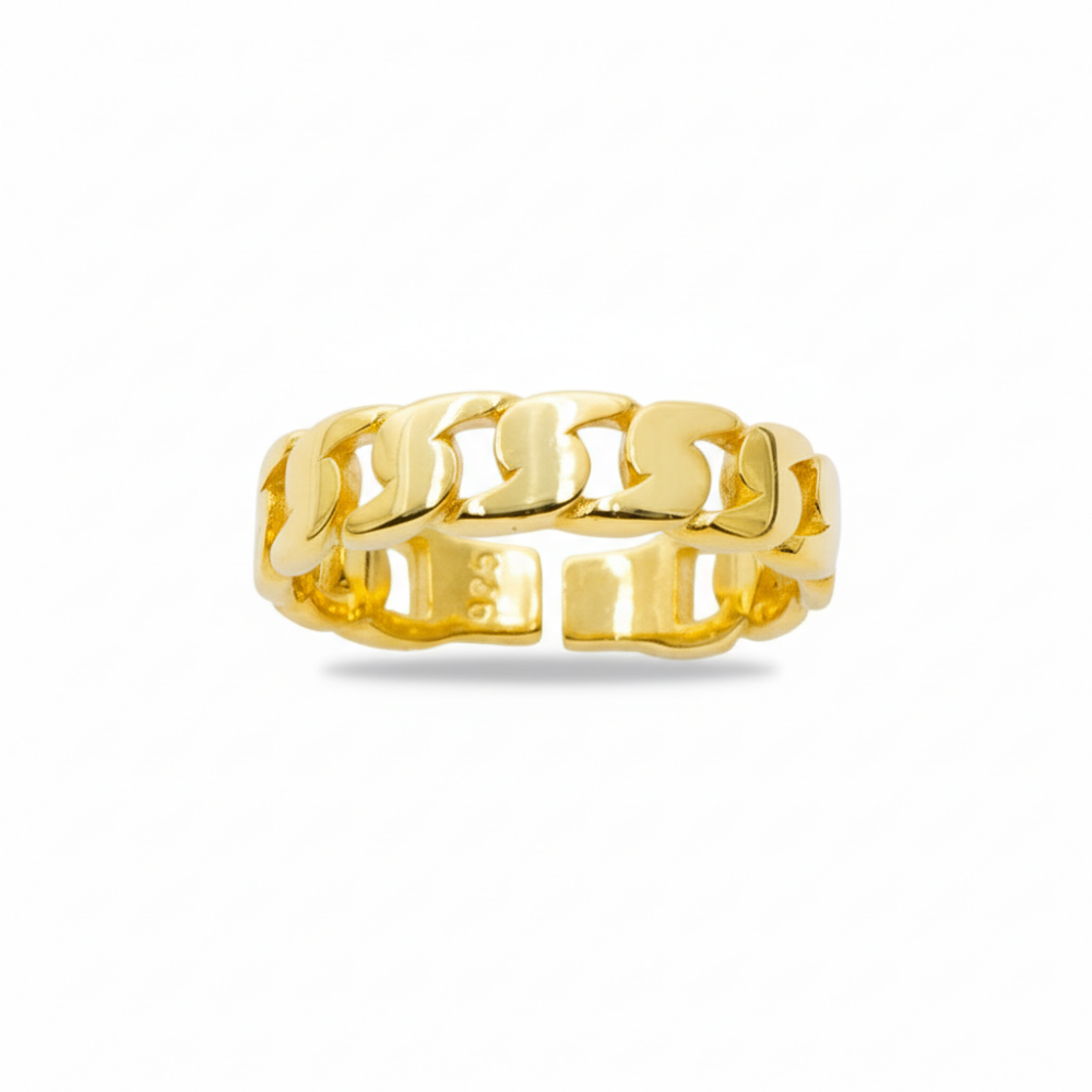 Gurmet Tasarım Altın Renk Ayarlanabilir Ölçü 925 Ayar Gümüş Kadın Yüzük - 4