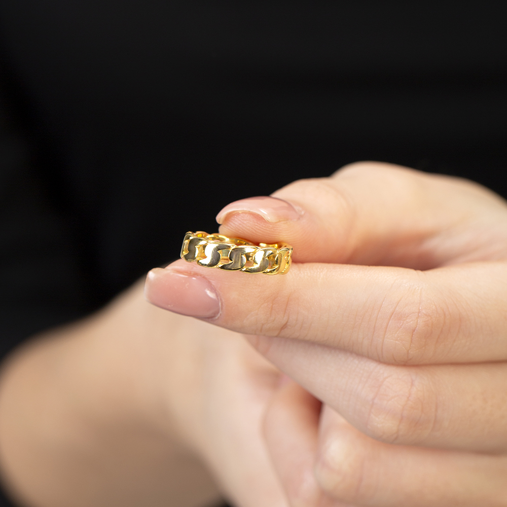 Gurmet Tasarım Altın Renk Ayarlanabilir Ölçü 925 Ayar Gümüş Kadın Yüzük - 6