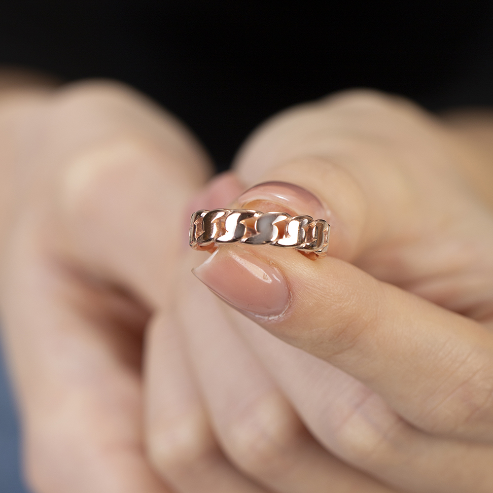 Gurmet Tasarım Rose Renk Ayarlanabilir Ölçü 925 Ayar Gümüş Kadın Yüzük - 4