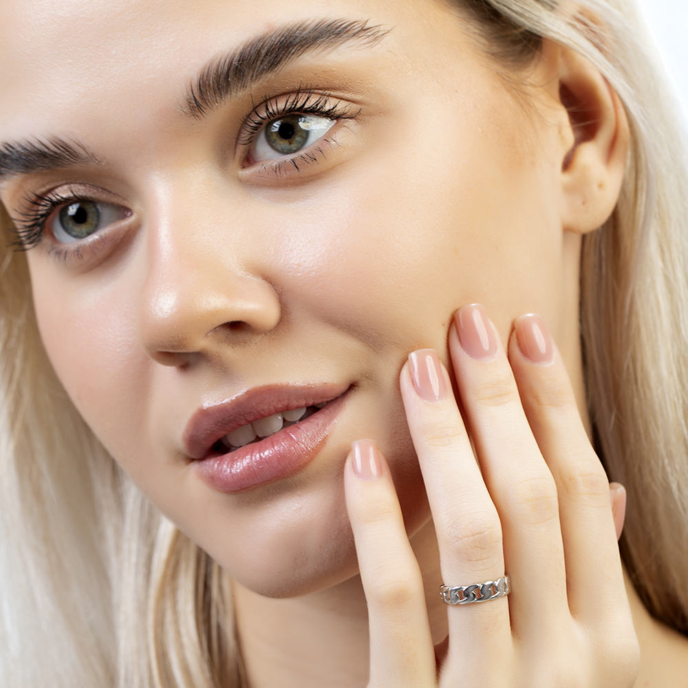 Gurmet Tasarım Gümüş Renk Ayarlanabilir Ölçü 925 Ayar Gümüş Kadın Yüzük - 3