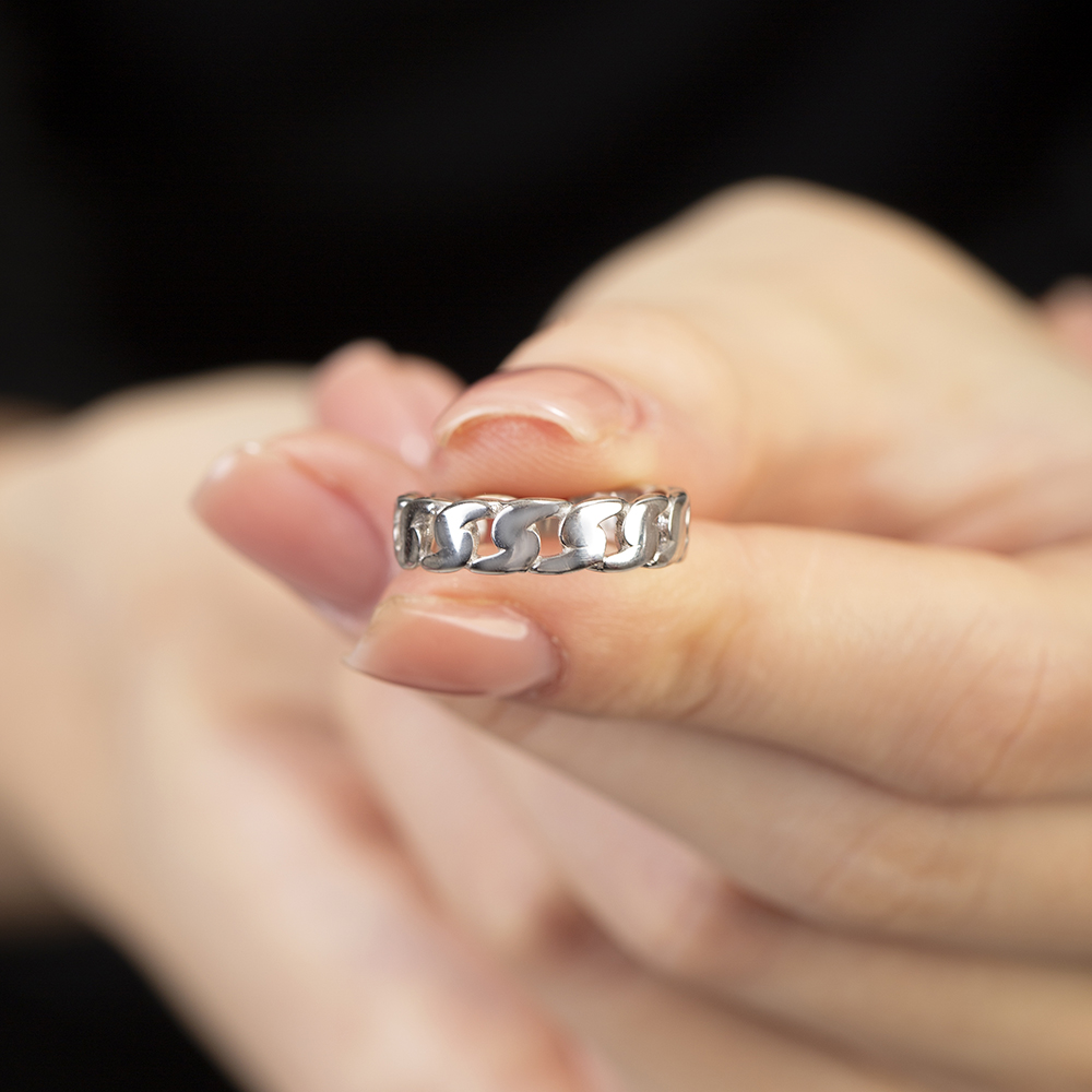 Gurmet Tasarım Gümüş Renk Ayarlanabilir Ölçü 925 Ayar Gümüş Kadın Yüzük - 2