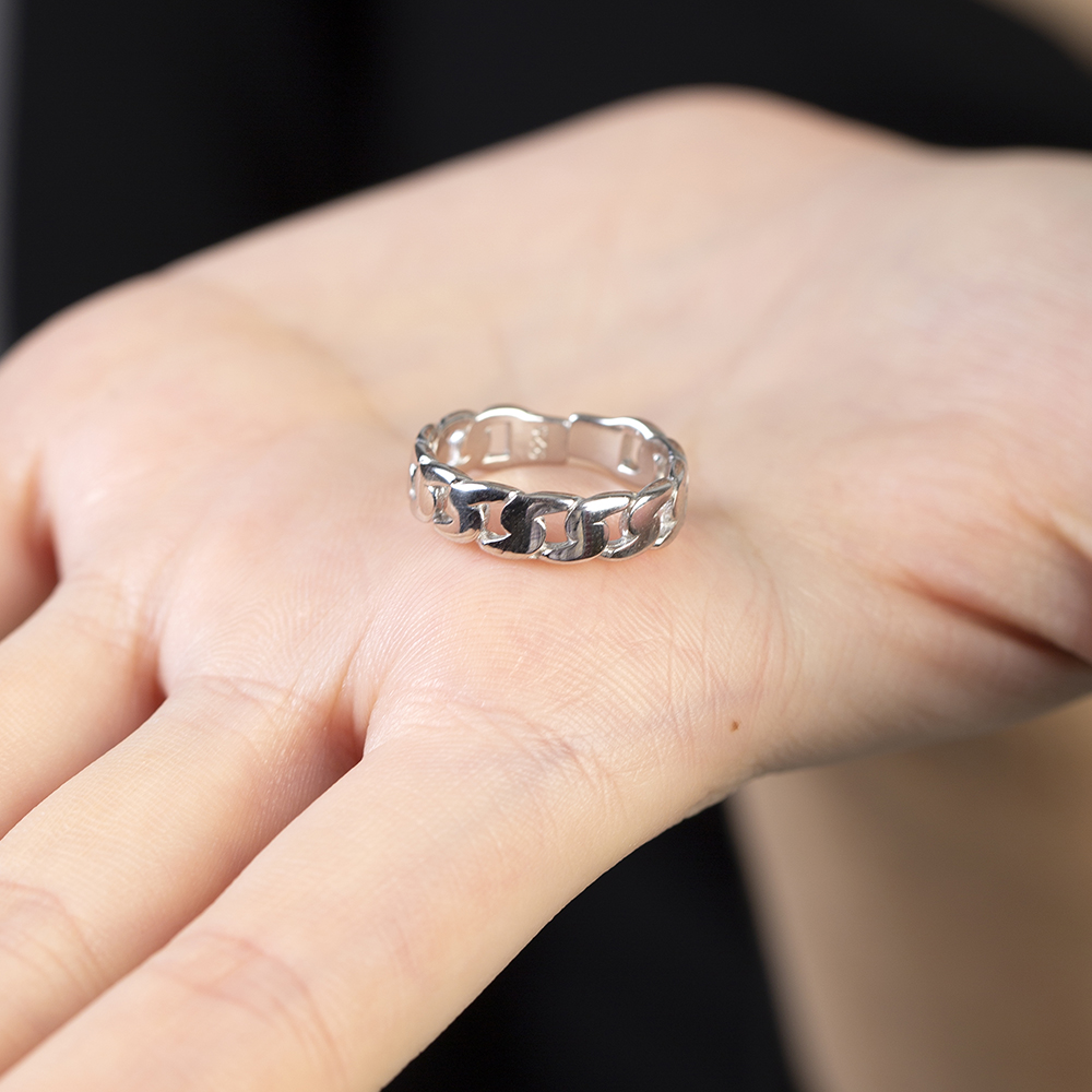 Gurmet Tasarım Gümüş Renk Ayarlanabilir Ölçü 925 Ayar Gümüş Kadın Yüzük - 5