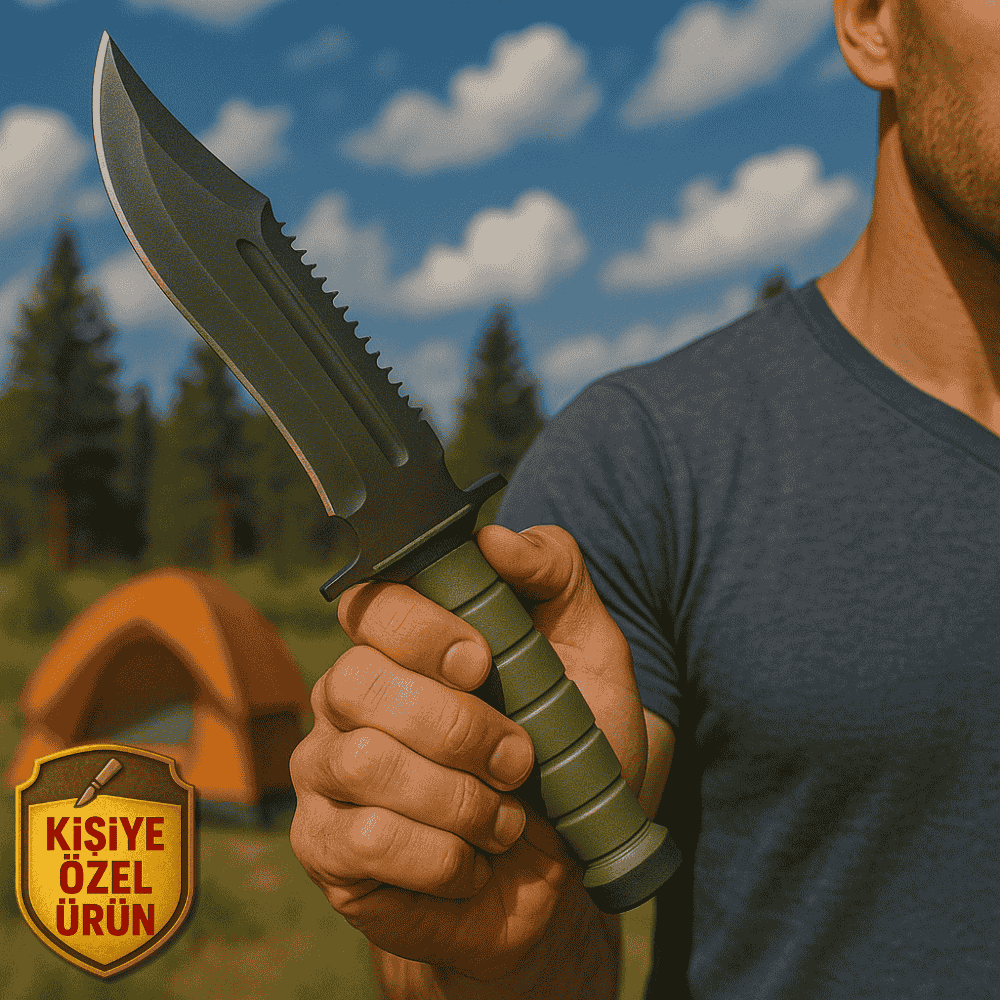 Haki Polimer Saplı İsme Özel Yazılı Ck-75/st-60 Kalite Paslanmaz Çelik Outdoor Bıçak - 1