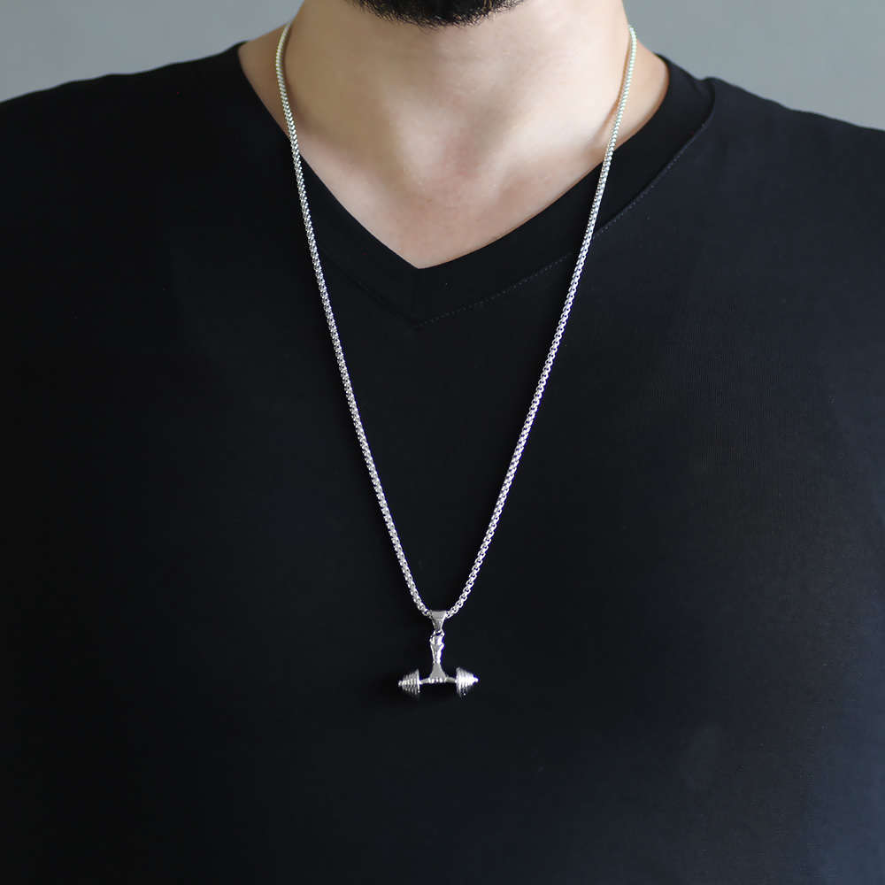 Halter Tasarım Gümüş Renk Zincir Pirinç Kolye - 2