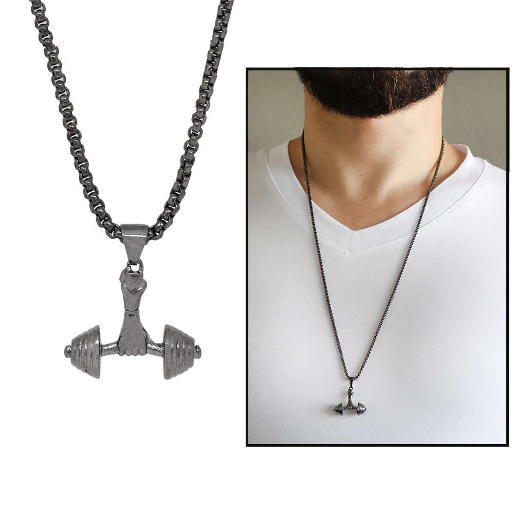 Halter Tasarım Siyah Renk Zincir Pirinç Kolye - 1
