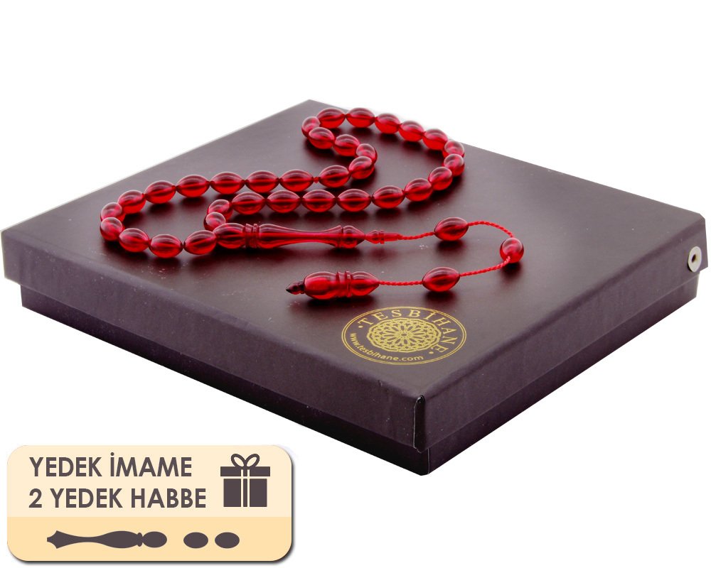 Hediye Kutulu Yedek İmame Habbeli Usta İşi Sıkma Kehribar Tesbih (Model-15) - 2