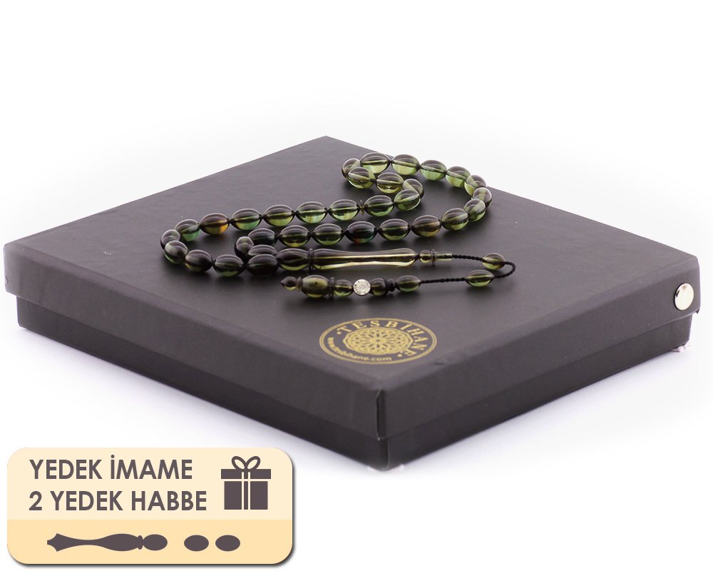 Hediye Kutulu Yedek İmame Habbeli Usta İşi Sıkma Kehribar Tesbih (Model-3) - 3