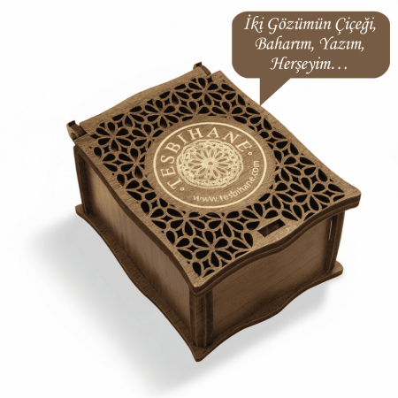 Hediye Notu Yazılı Kahverengi Ahşap Kolye Küpe Bileklik Set Takı Kutusu - M4 - Tesbihane