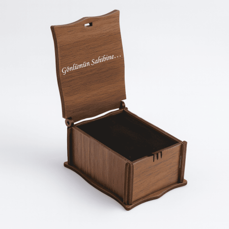 Hediye Notu Yazılı Kahverengi Ahşap Kolye Küpe Bileklik Set Hediye Takı Kutusu - M2 - Tesbihane