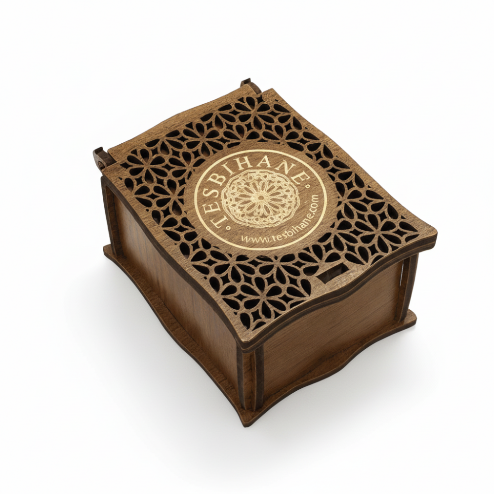 Hediye Notu Yazılı Kahverengi Ahşap Kolye Küpe Bileklik Set Takı Kutusu - M2 - 3