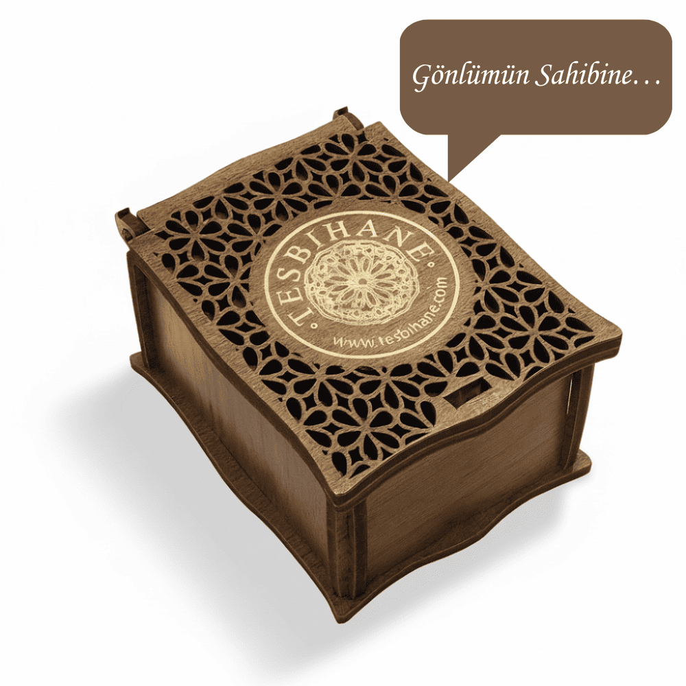Hediye Notu Yazılı Kahverengi Ahşap Kolye Küpe Bileklik Set Takı Kutusu - M2 - 1
