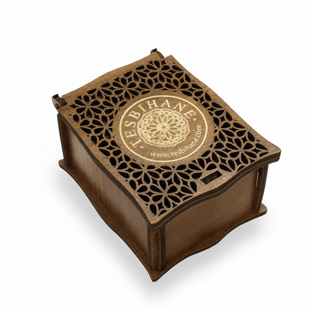 Hediye Notu Yazılı Kahverengi Ahşap Kolye Küpe Bileklik Set Takı Kutusu - M3 - 3