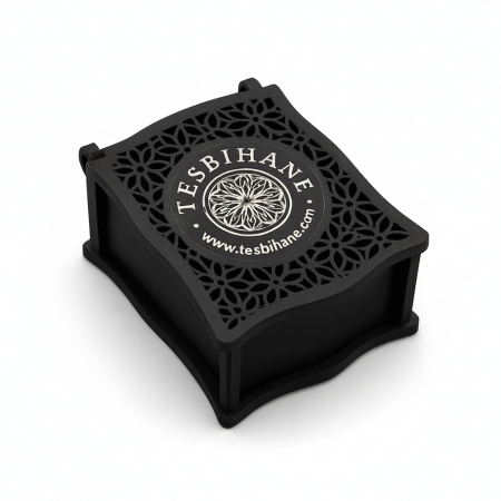 Siyah Ahşap Kolye Küpe Bileklik Set Hediye Takı Kutusu - Tesbihane