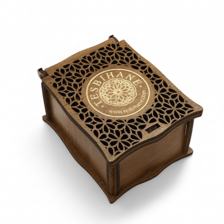 Kahverengi Ahşap Kolye Küpe Bileklik Set Hediye Takı Kutusu - Tesbihane