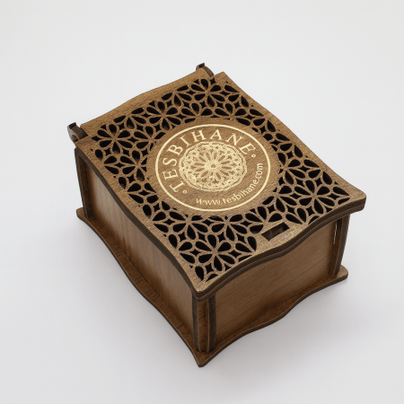 Kahverengi Ahşap Kolye Küpe Bileklik Set Hediye Takı Kutusu - Tesbihane