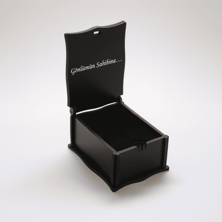 Hediye Notu Yazılı Siyah Ahşap Kolye Küpe Bileklik Set Hediye Takı Kutusu - M2 - Tesbihane