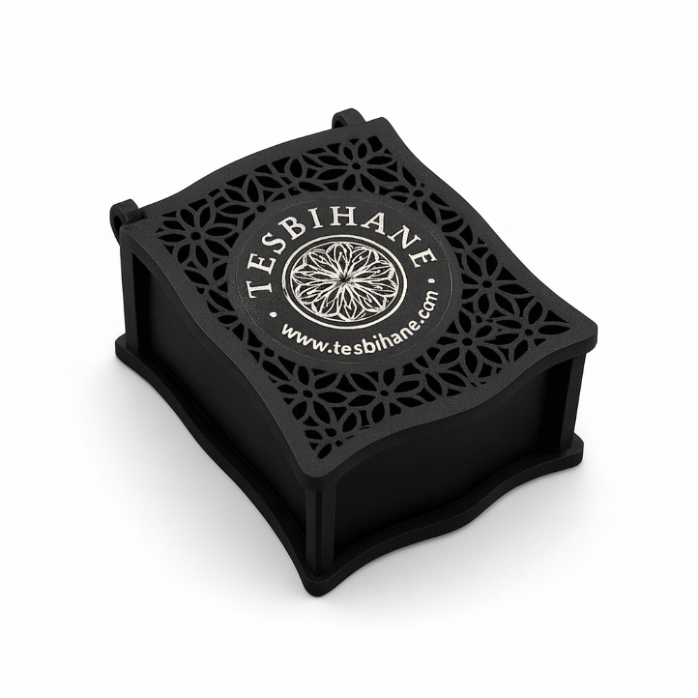 Hediye Notu Yazılı Siyah Ahşap Kolye Küpe Bileklik Set Takı Kutusu - M2 - 3