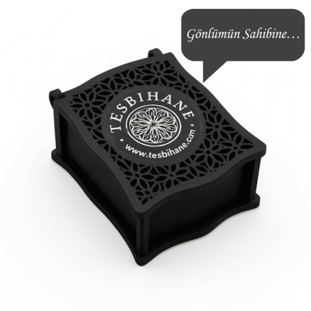 Hediye Notu Yazılı Siyah Ahşap Kolye Küpe Bileklik Set Takı Kutusu - M2 - Tesbihane