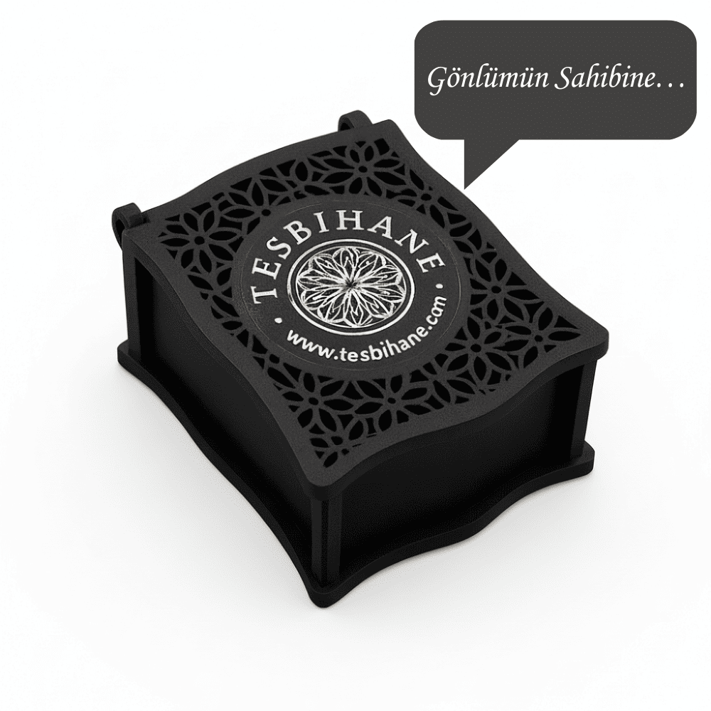Hediye Notu Yazılı Siyah Ahşap Kolye Küpe Bileklik Set Takı Kutusu - M2 - 1