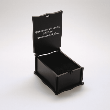 Hediye Notu Yazılı Siyah Ahşap Kolye Küpe Bileklik Set Hediye Takı Kutusu - M3 - Tesbihane
