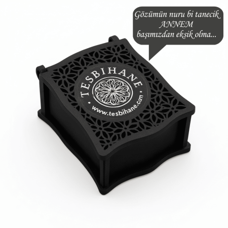 Hediye Notu Yazılı Siyah Ahşap Kolye Küpe Bileklik Set Takı Kutusu - M3 - Tesbihane