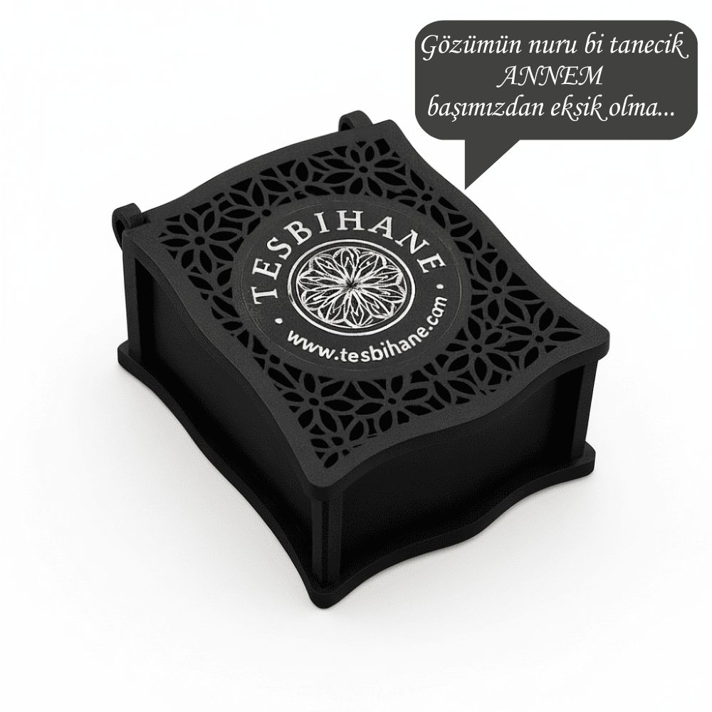Hediye Notu Yazılı Siyah Ahşap Kolye Küpe Bileklik Set Takı Kutusu - M3 - 1