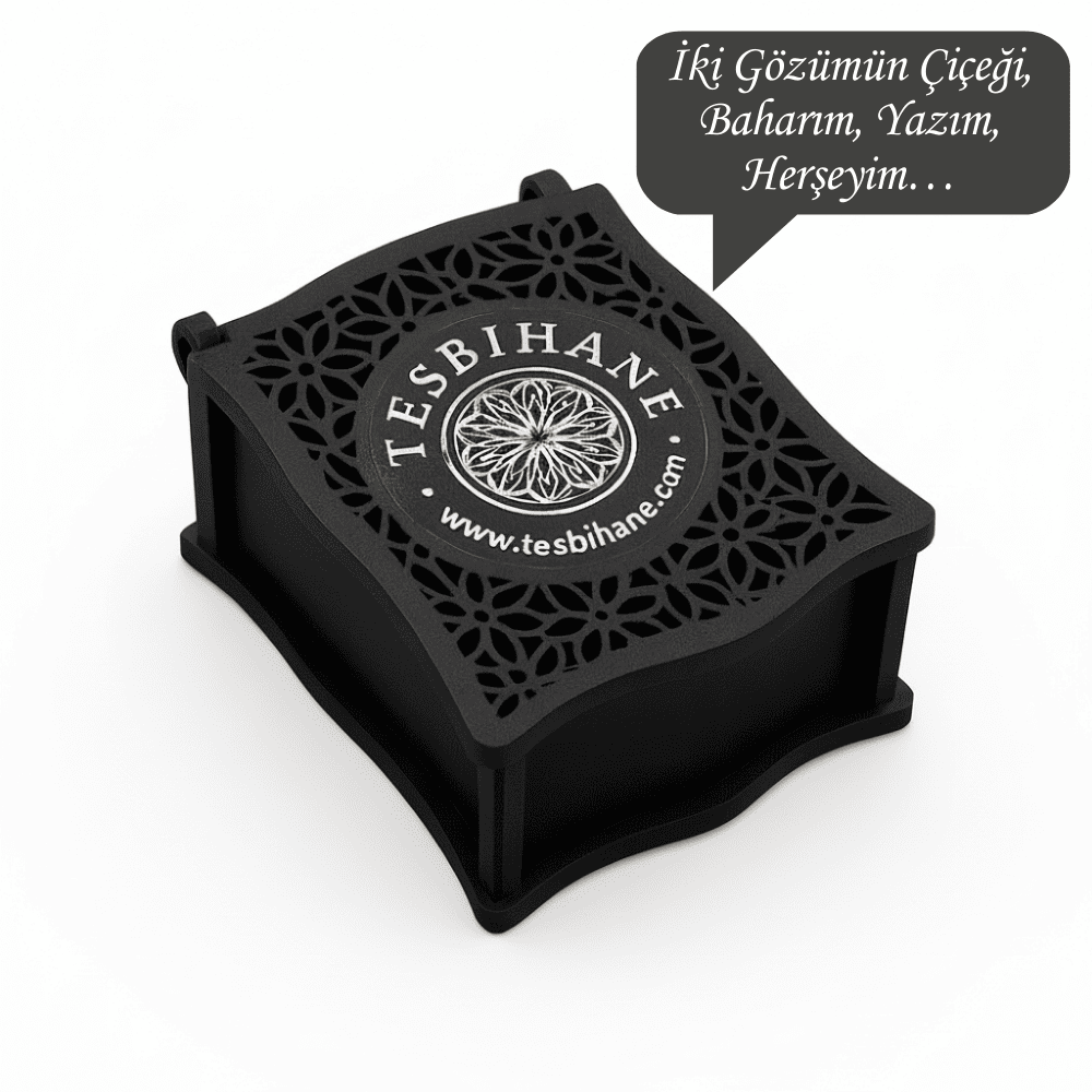 Hediye Notu Yazılı Siyah Ahşap Kolye Küpe Bileklik Set Takı Kutusu - M4 - 1