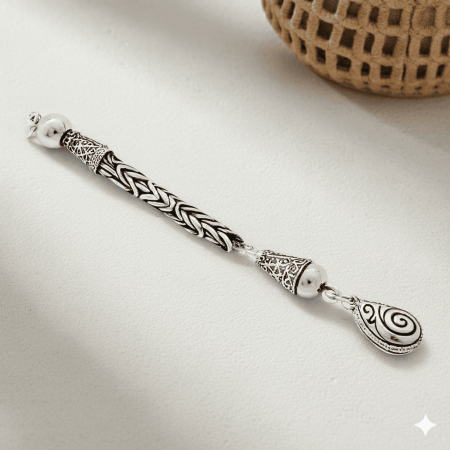 Helezon Tasarım Kral Zincirli 925 Ayar Gümüş Püskül - Tesbihane