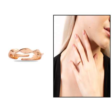 Helezon Tasarım Rose Renk Ayarlanabilir Ölçü 925 Ayar Gümüş Kadın Yüzük - Tesbihane