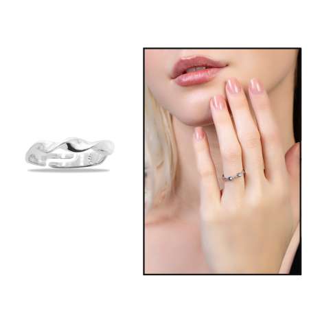 Helezon Tasarım Gümüş Renk Ayarlanabilir Ölçü 925 Ayar Gümüş Kadın Yüzük - Tesbihane