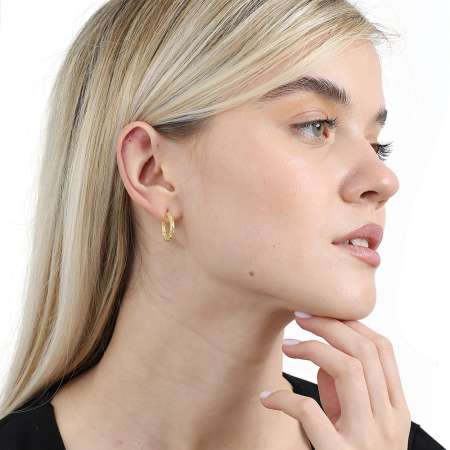 Helezon Tasarım Yarım Tur Altın Renk 925 Ayar Gümüş Kadın Küpe - Tesbihane