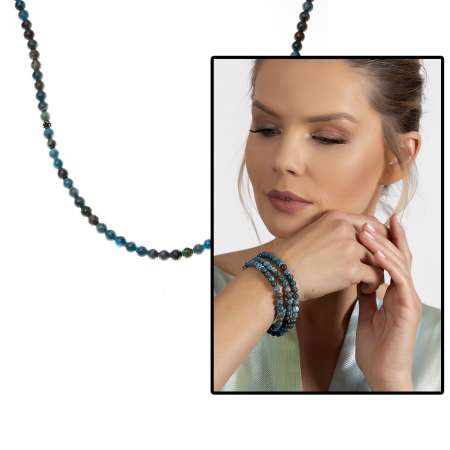 Bileklik Kolye Tesbih 3 ü 1 Arada 99 Taneli Çok Amaçlı Apatit Doğaltaş Aksesuar - Tesbihane