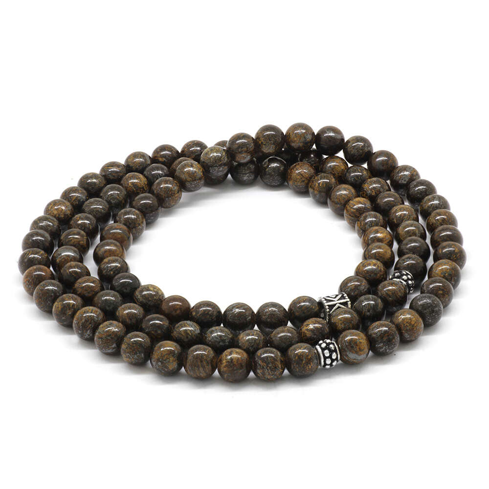 Bileklik Kolye Tesbih 3 ü 1 Arada 99 Taneli Çok Amaçlı Bronzit Doğaltaş Aksesuar - 3