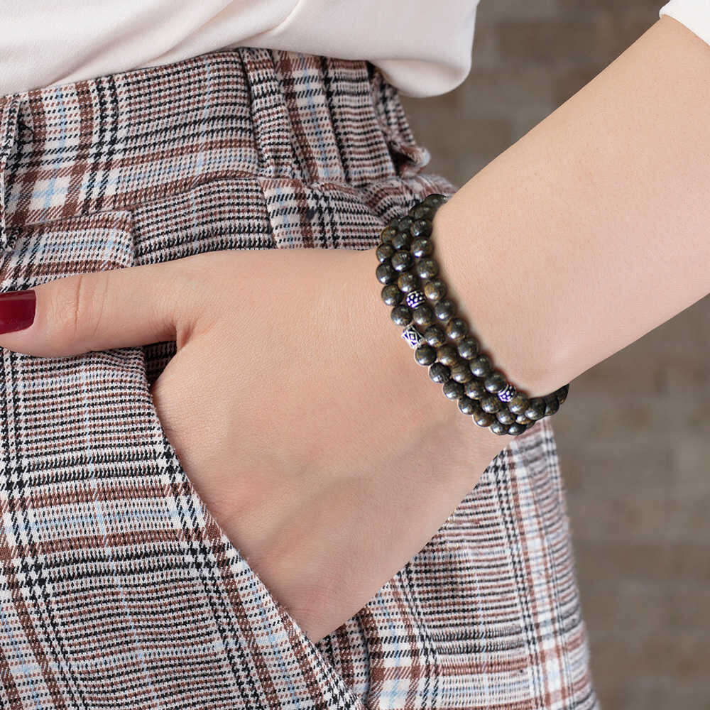 Bileklik Kolye Tesbih 3 ü 1 Arada 99 Taneli Çok Amaçlı Bronzit Doğaltaş Aksesuar - 2