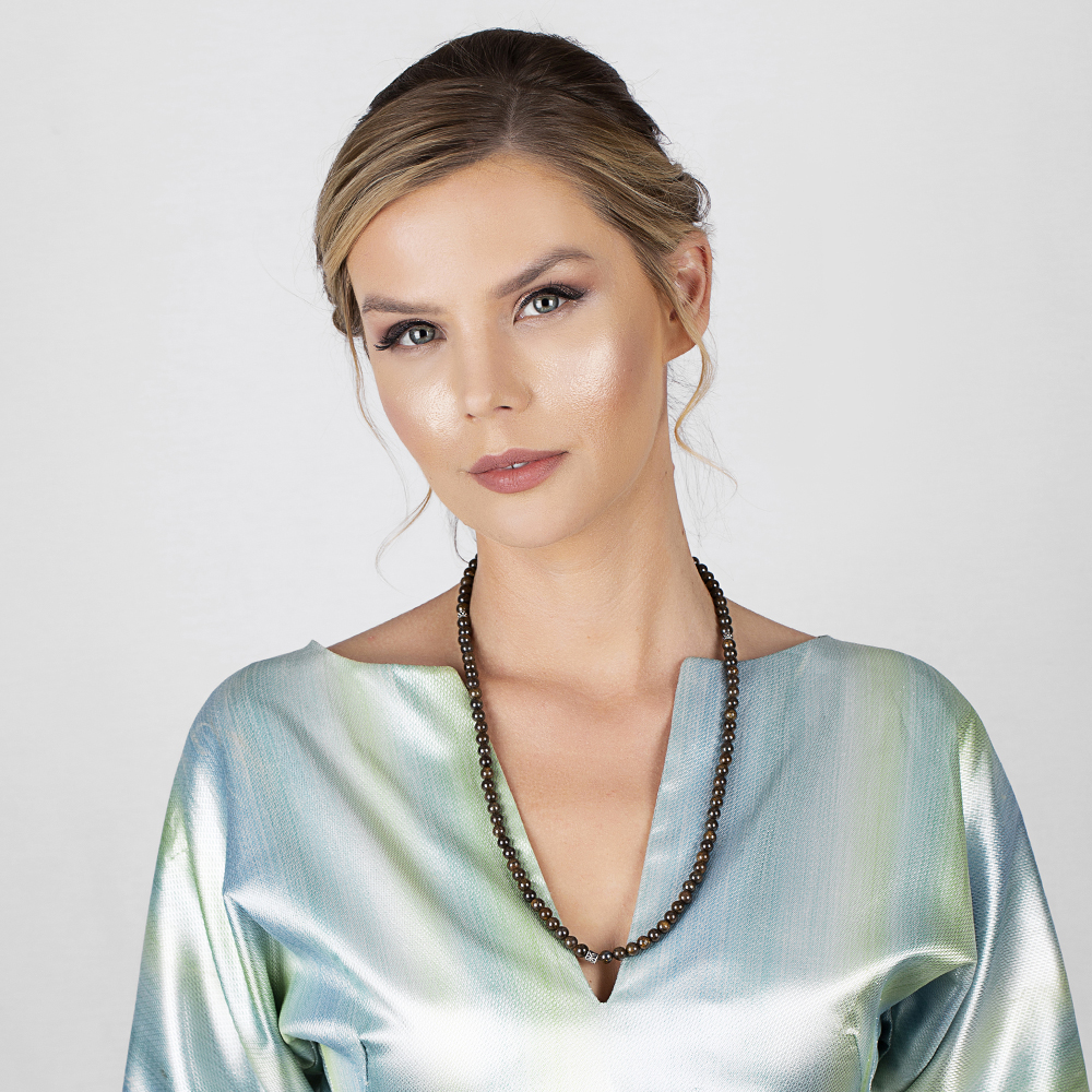 Bileklik Kolye Tesbih 3 ü 1 Arada 99 Taneli Çok Amaçlı Bronzit Doğaltaş Aksesuar - 5